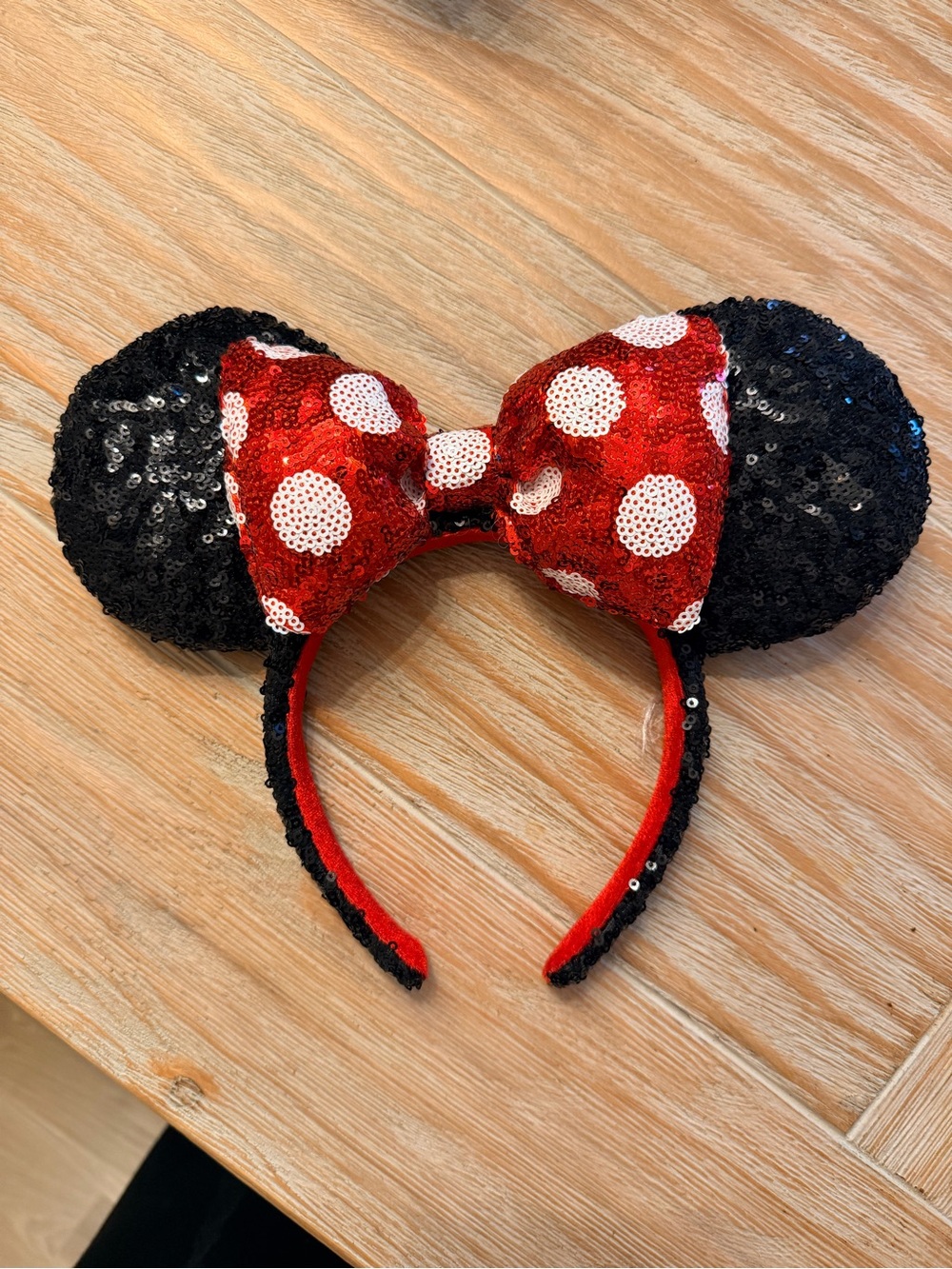 Disney Minnie Mouse Sequin Ear Headband in Black and Red